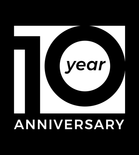 Enterprise Hub 10th anniversary logo in white with a black background