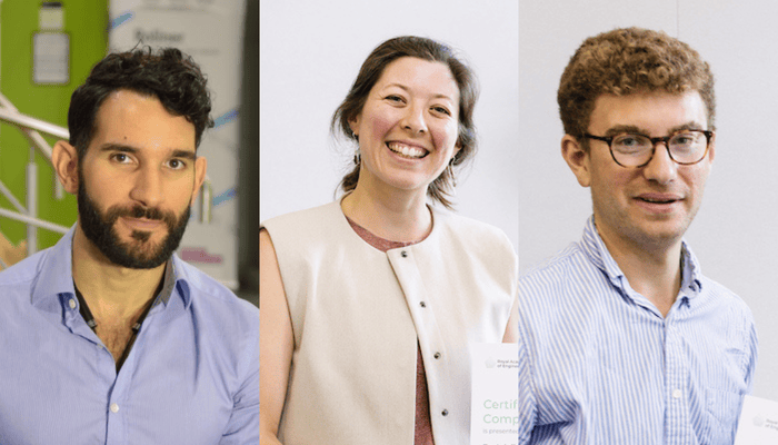 Three side-by-side headshots of Arielle Torres, Dr Ugur Tanriverdi, and Matthew Moore.