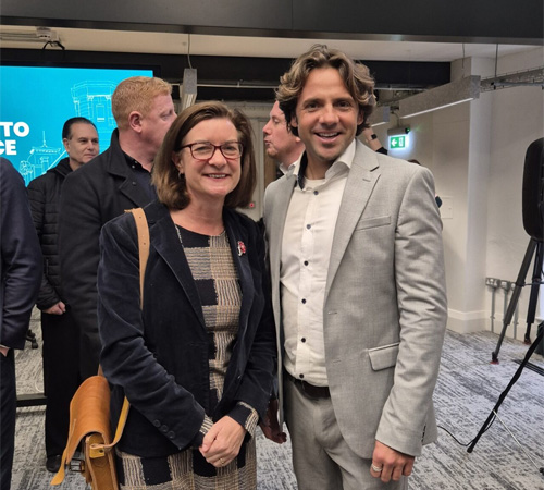 Mike McMahon with Eluned Morgan, First Minister in Wales