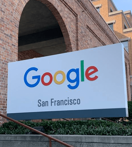 Sign with text saying Google San Francisco