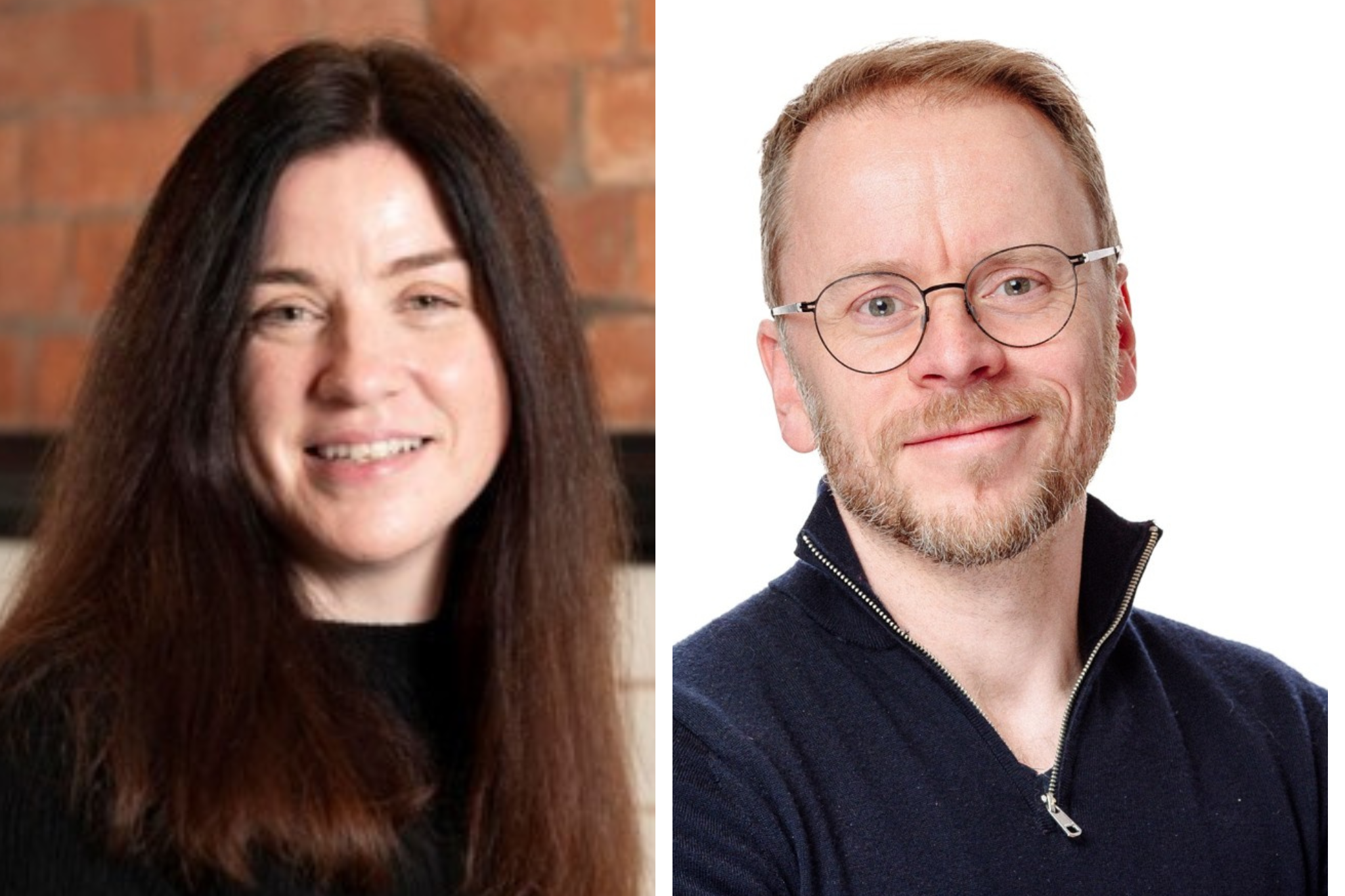 Headshots of Jonathan Quinn, founder of Breaking Change and Claire Brannigan, founder of SkinAkin.